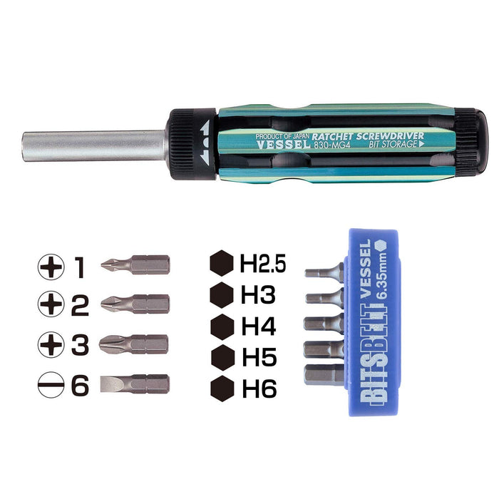 Vessel Ratchet Driver Set with 9 Bits Included - Amazon Limited Edition 830Mg-Bs2