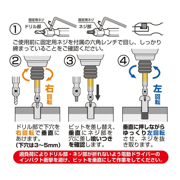 Anex M2.5~5 不鏽鋼剝線螺絲拆卸鑽頭 2 件套