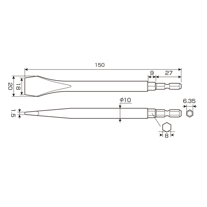 Anex 18mm x 150mm 鑽頭水龍頭型刀片 - 型號 AHF-1515