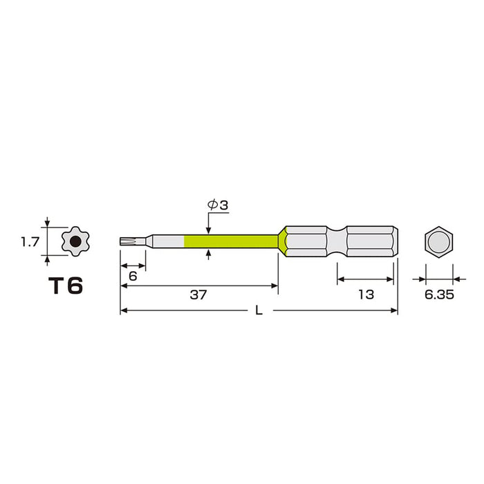 Anex T6X65 单头六角彩色钻头工具带孔 Actx-0665