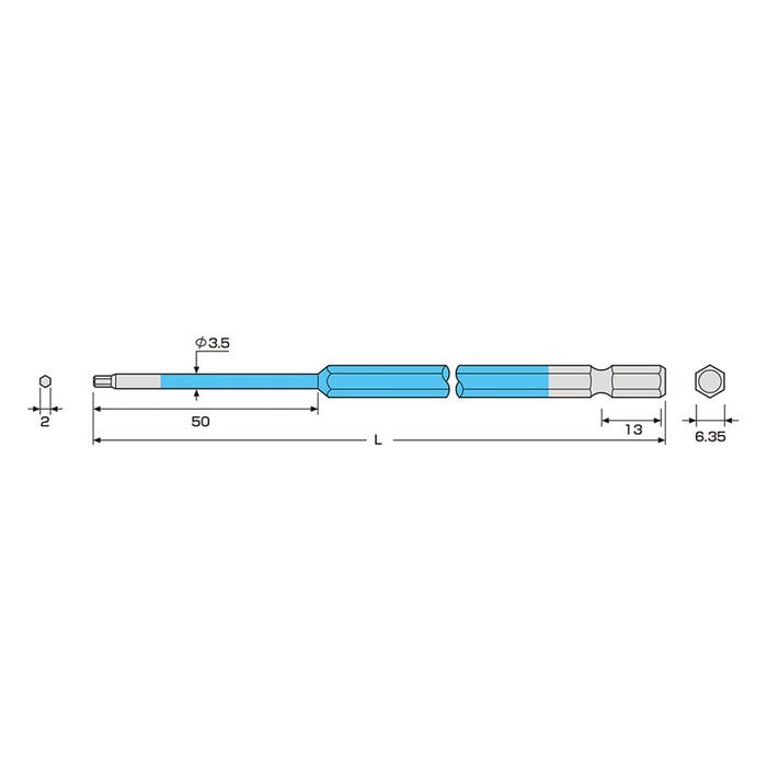 Anex 2mm Single Head Hexagonal Wrench ACHX-2015 Durable Color Bit