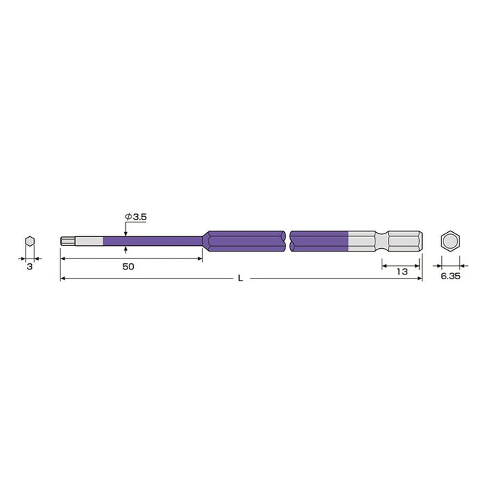 Anex 3mm x 150 六角扳手單頭彩色批頭ACHX-3015