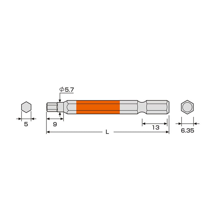 Anex 单头六角扳手 5mm 带彩色批头 - 型号 ACHX-5065