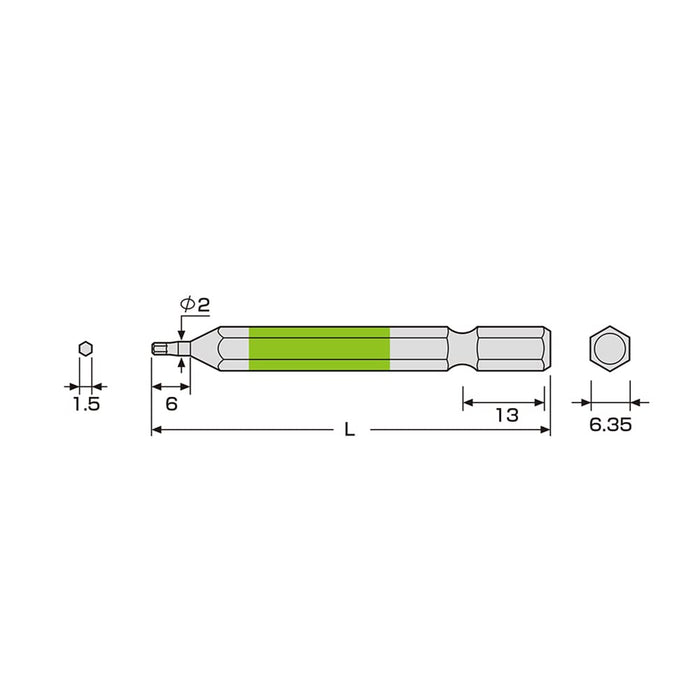 Anex 1.5mm x 65 Hexagonal Wrench Single-Head Width Tool Achx-1565