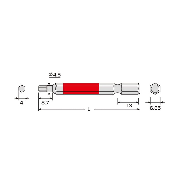 Anex 4mm 单头六角扳手，带 65 Achx-4065