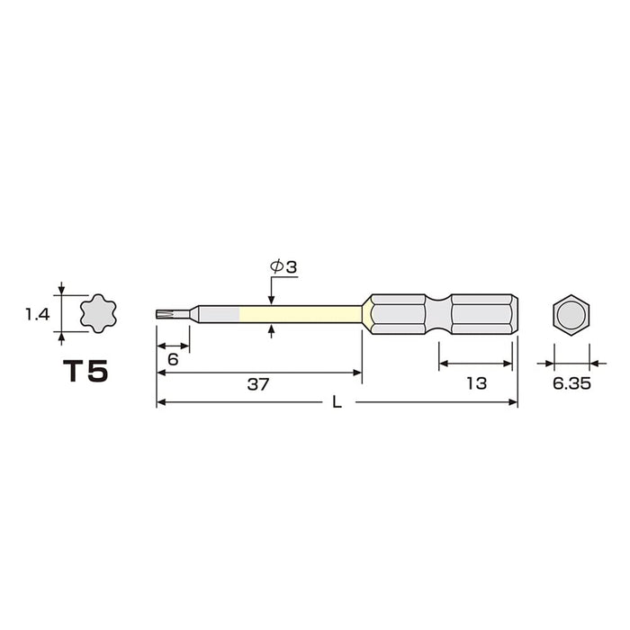 Anex T4X65 六角單頭彩色起子頭無孔工具 ACTX-0465