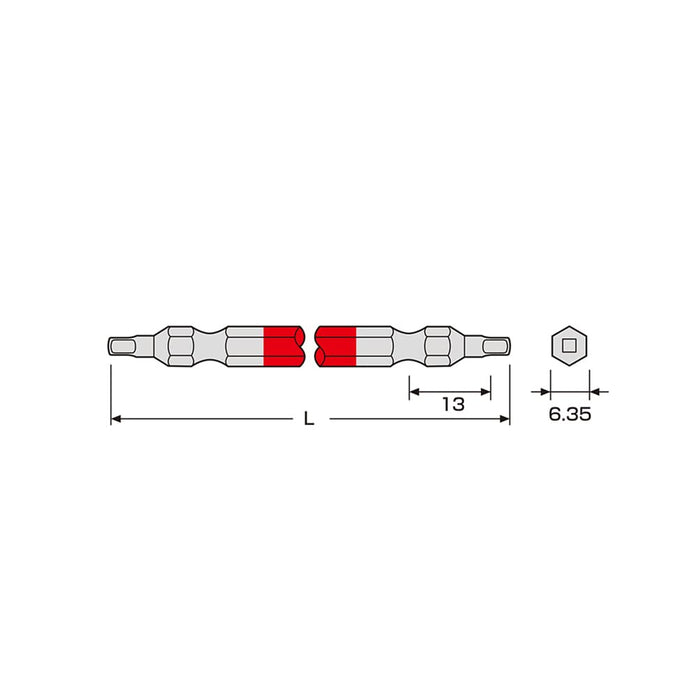 Anex 彩色鑽頭方形雙頭 Sq#1 X 65 2 件組型號 Acs-1165