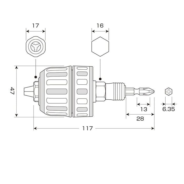 Anex 钻夹头 1-10 毫米无钥匙钻头更换橡胶手柄 - 型号 Akl-190E