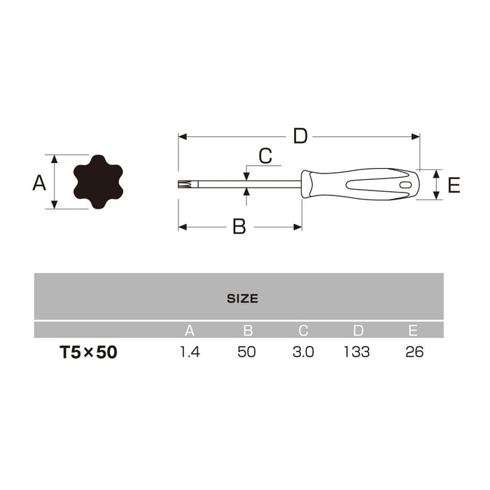 Anex Tool Annex Driver Hex Lobe T5X50 No Hole No.6300