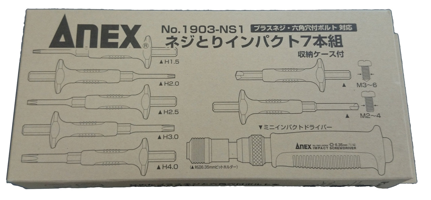 Anex Tool No. 1903-NS1 Mini Impact Driver for Screw Removal with 7 Bits & Case