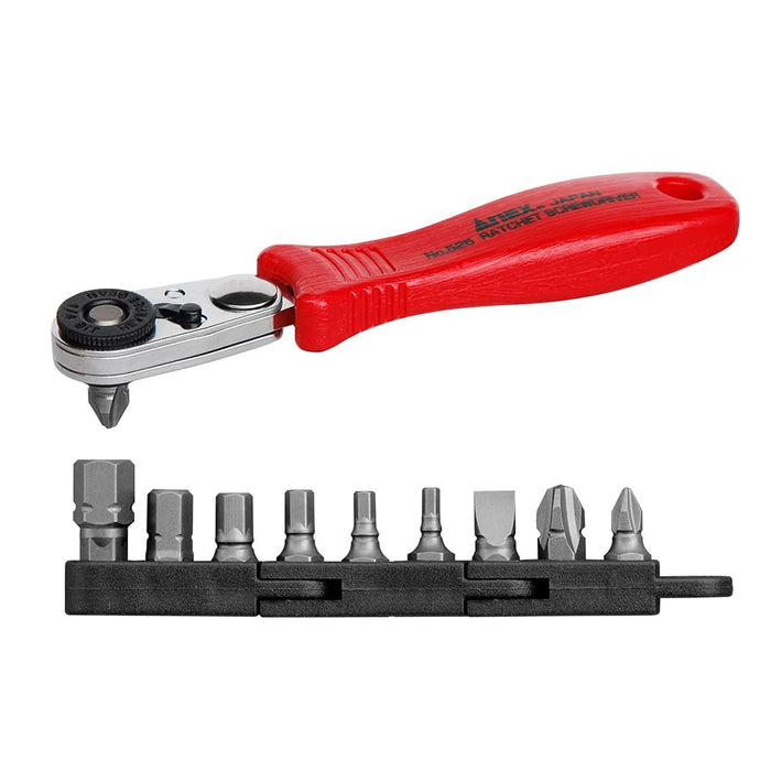 Anex Compact Ratchet Driver Set Anex 10-Piece Straight Type Bit No. 525-10B