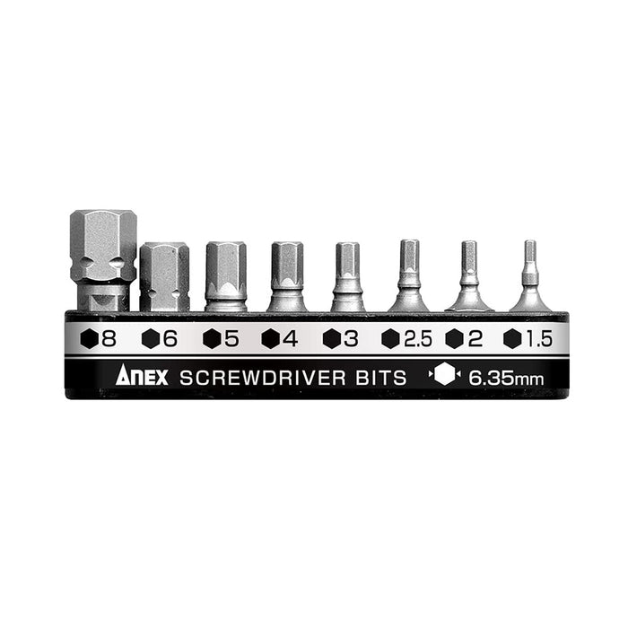 Anex Ultra Short Bit Hex Wrench Set of 8 with Holder 1.5-8mm - AK-51P-B8H1