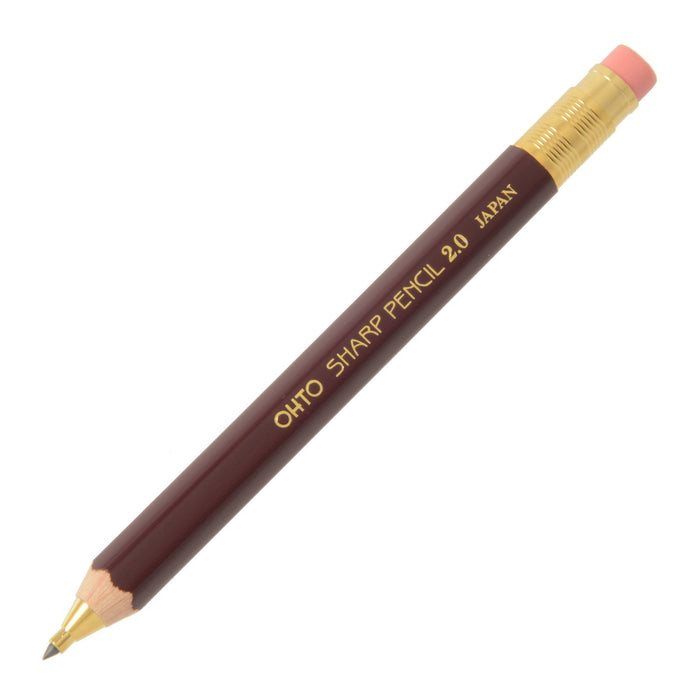 Ohto 2.0 mm Eng Aps-680E Mechanical Pencil with Eraser and Wooden Shaft