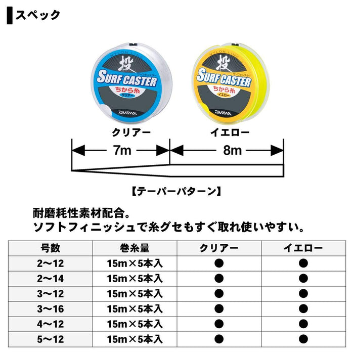 Daiwa Surfcaster Chikara 尼龍線 3-16 15M X 5 透明