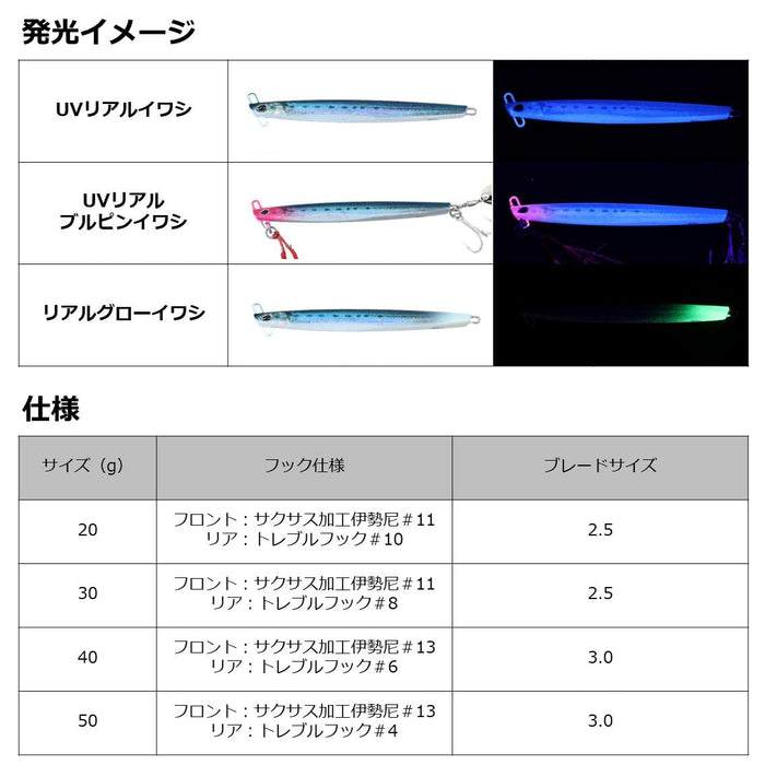 Daiwa Samurai Jig 101mm 50g UV Real Blue Pink Sardine Fishing Lure