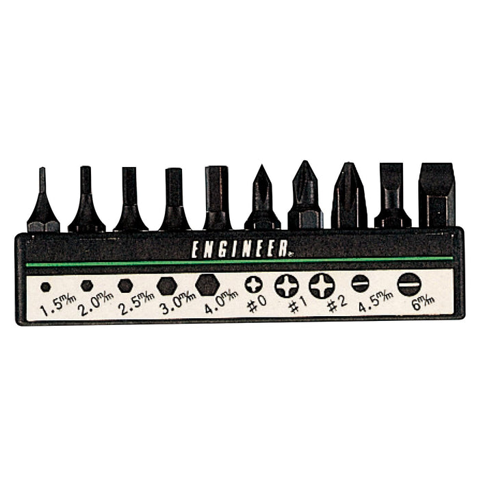 Engineer 10-Piece Bit Set - Phillips Flathead Hexagon - Dr-11 Set