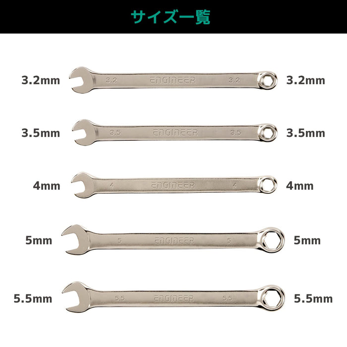 Engineer 5-Piece Small Combination Wrench Set TS-06