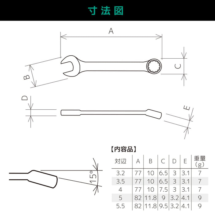 工程师 5 件套小型组合扳手套装 TS-06