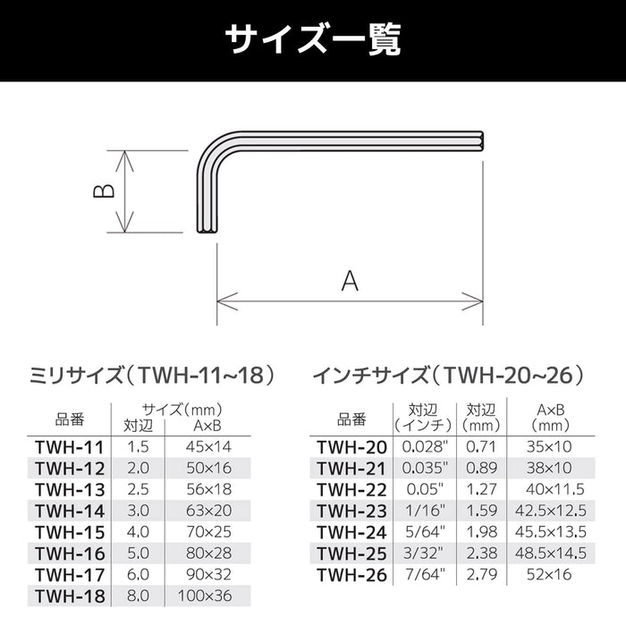 Engineer Twh-22 六角扳手 0.05 英寸 优质钢手动工具