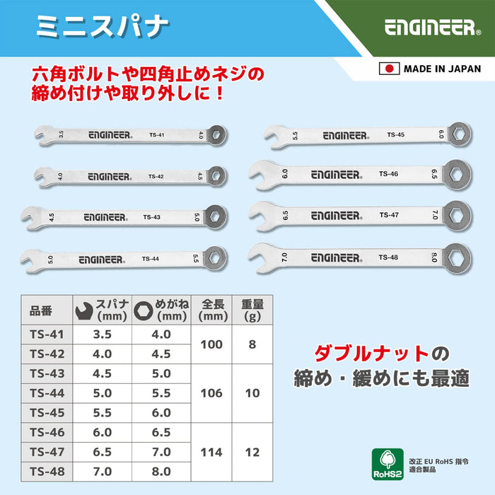 用於精密作業的工程師迷你扳手 4.0 x 3.5mm TS-41