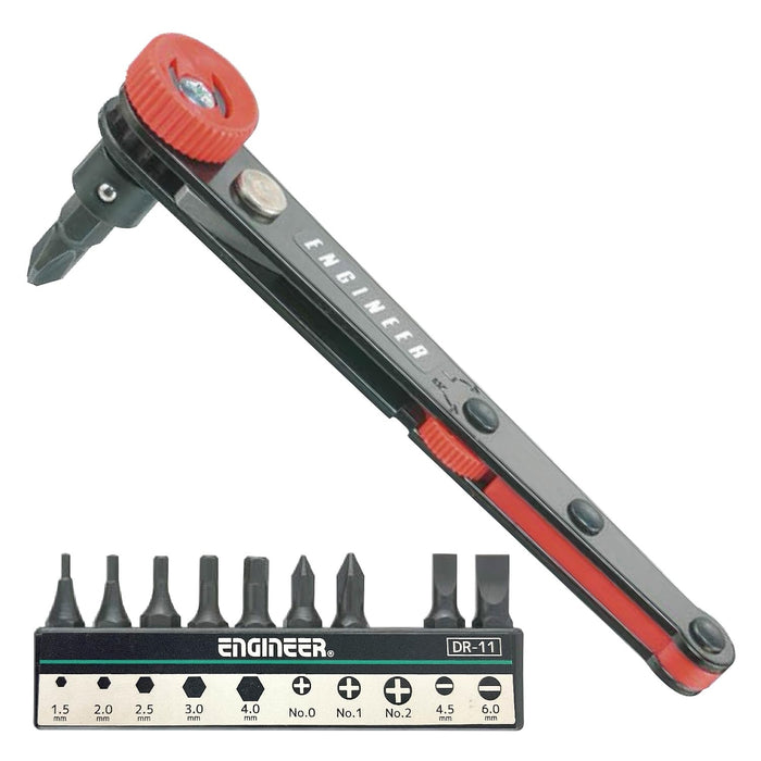 Engineer 10-Bit Black Offset Ratchet Set DR-06 with 40mm Tip Thickness