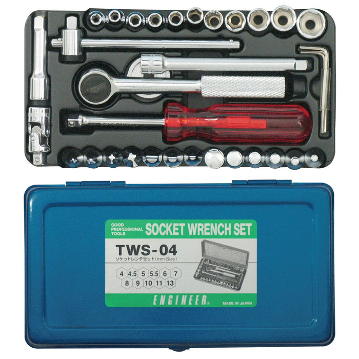 Engineer 34-Piece Socket Wrench Set High Quality Tws-04 Tools Kit