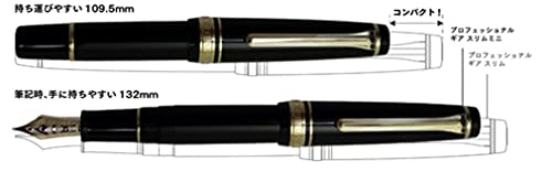 Sailor Professional Gear 纤细迷你黑色钢笔，带中号金色笔尖 11-1303-420