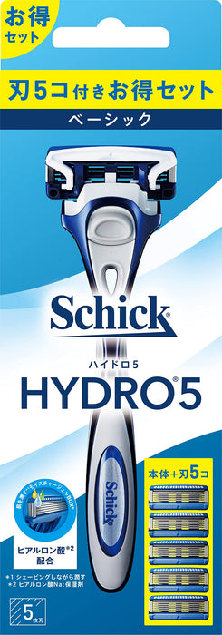 Schick Hydro 5 Basic Shaving Razor Combo Pack with Holder and 4 Replacement Blades