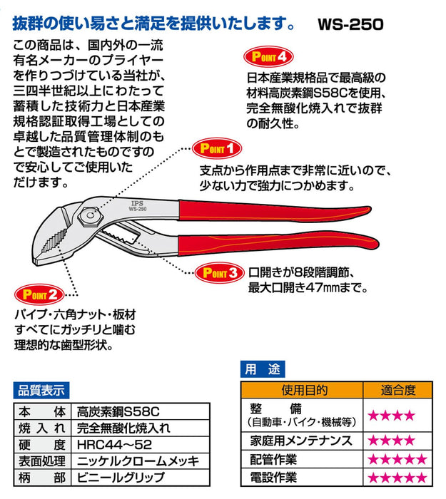 Igarashi Plyer 250mm 水泵鉗附彈簧日本製造