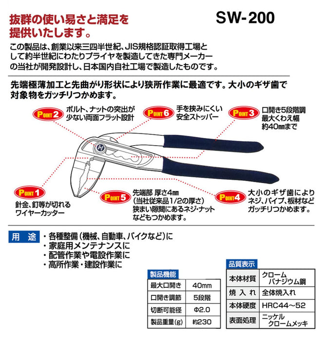 Igarashi Plyer Monster 200mm Light Plastic Blade Made in Japan SW-200 Model