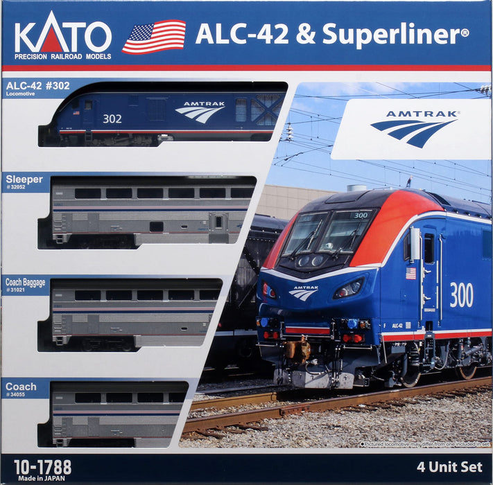 Kato 10-1788 N 轨距 Amtrak Alc-42 Super Liner 4 车铁路模型套装