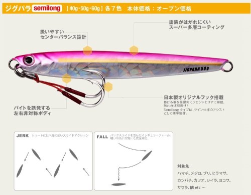 Major Craft Jigpara Semi-Long 50G Blue Pink Lure