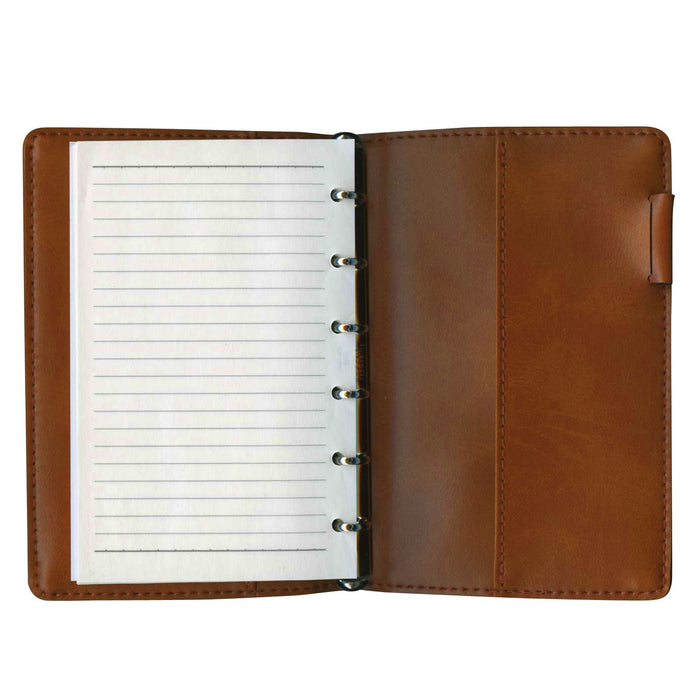 Pilot Mini 6-Hole Notebook Binder in Brown Compact Size System Pb701130Bn