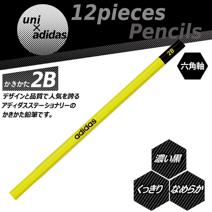 Mitsubishi Pencil Uni Adidas 2B Drawing Pencils - Blue Black Hexagonal Shaft 1 Dozen