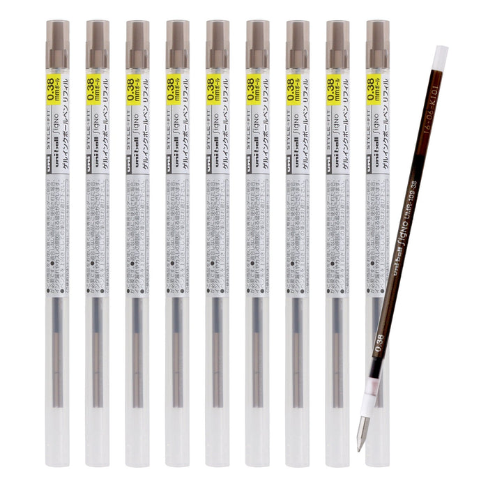 Mitsubishi Pencil Ballpoint Pen Refill Style Fit Signo 0.38 Brown Black - 10 pack