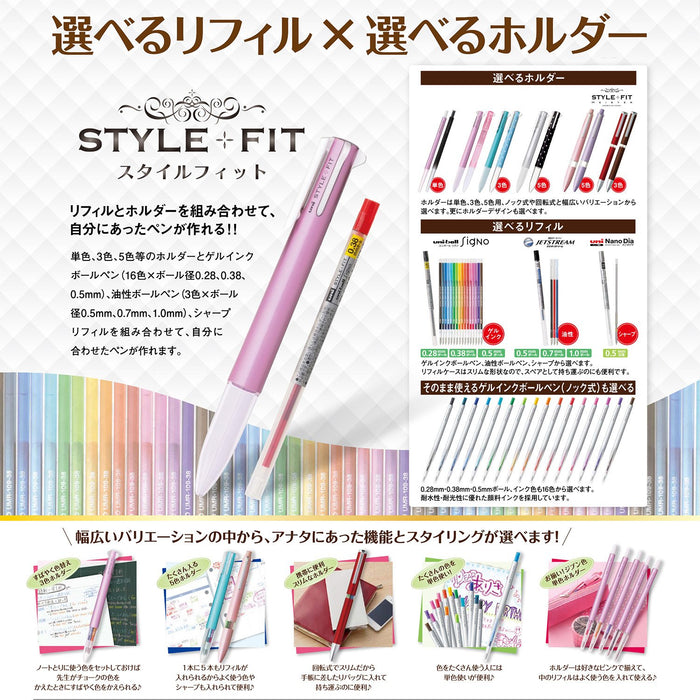 三菱 Pencil Style Fit Signo 0.38 红色圆珠笔替换芯 10 支装