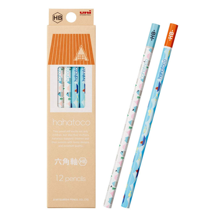 Mitsubishi Pencil Hahatoko HT01 HB Drawing Pencil - House & Sea Edition Pack of 12