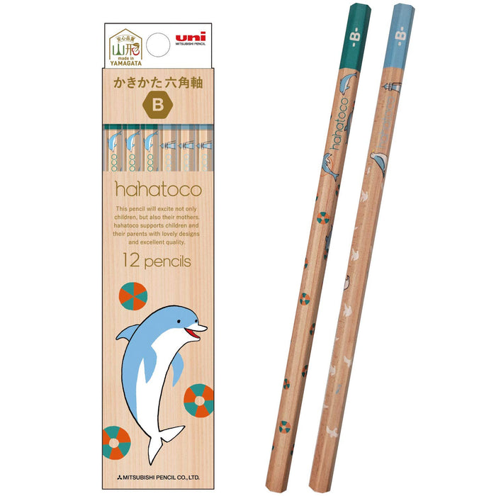 Mitsubishi Pencil Hahatoko HT03 B Dolphin & Seagull Drawing Pencil 1 Dozen K5634B