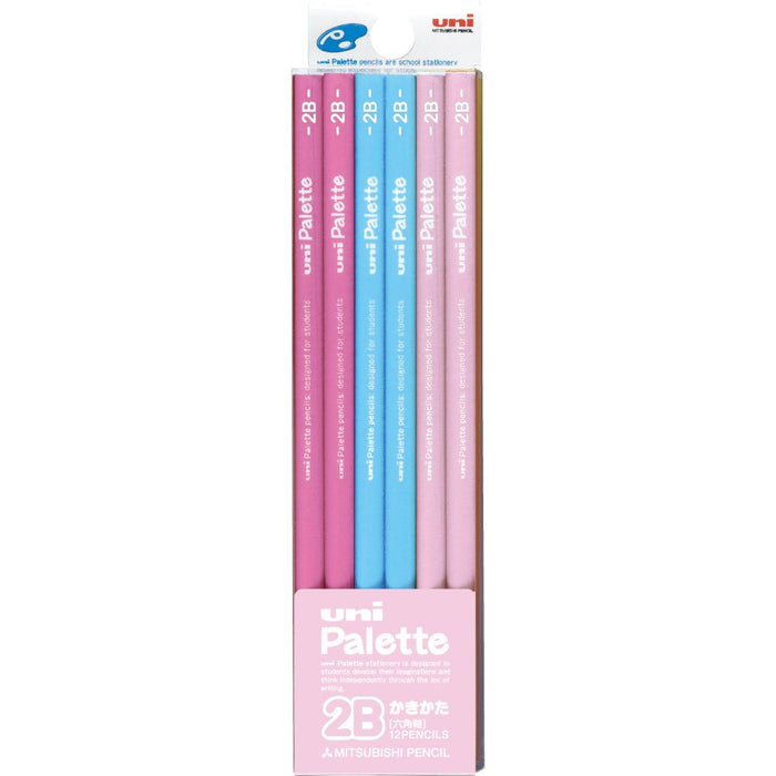 Mitsubishi Pencil Uni Palette 2B Drawing Pencils in Pastel Pink - Pack of 12