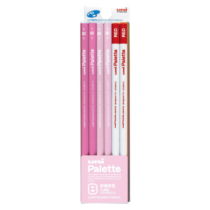 Mitsubishi Pencil Uni Palette B Drawing Pencil Red Pastel Pink Pack of 12