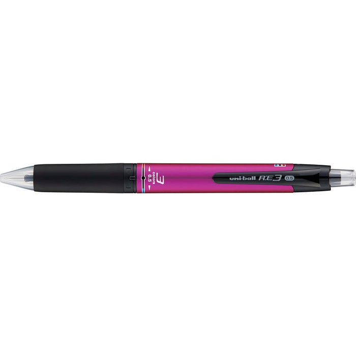 Mitsubishi Pencil Uniball Re3 3-Color 0.5mm Erasable Ballpoint Pen Pink