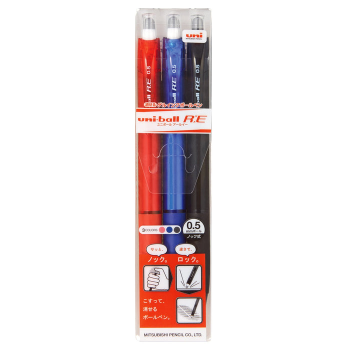 Mitsubishi Pencil Uniball Re Erasable Ballpoint Pen 0.5 Tip 3 Colors