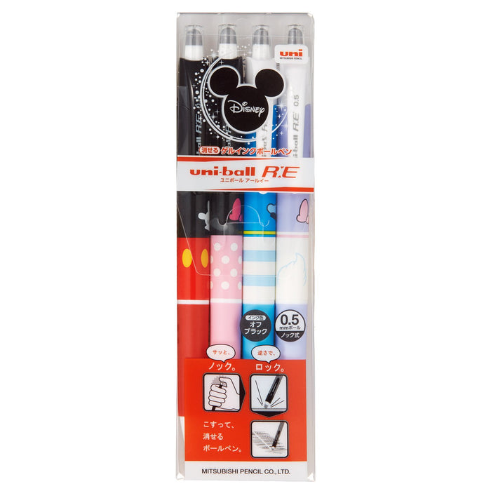 Mitsubishi Pencil Uniball Erasable Ballpoint Pen 0.5 Disney Design Pack of 4