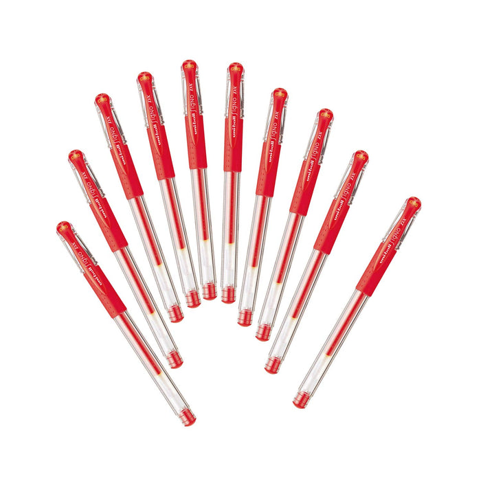 Mitsubishi Pencil Uniball Signo Gel Ballpoint Pen 0.38 Red Pack of 10