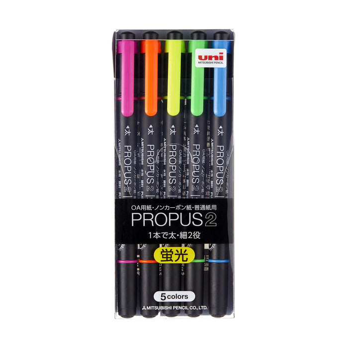 Mitsubishi Pencil Propass 2 Highlighter - Set of 5 Colors Pus101Tn5C