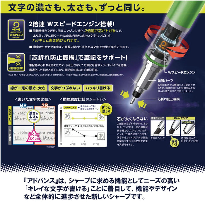 三菱鉛筆 Kurtga Advance 自動鉛筆 0.3 預防斷筆 薰衣草色