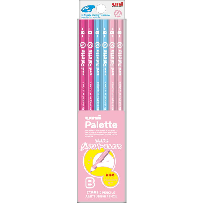 Mitsubishi Pencil Uni Palette B Non-Slip Pink Scraping Gripper Pack of 12