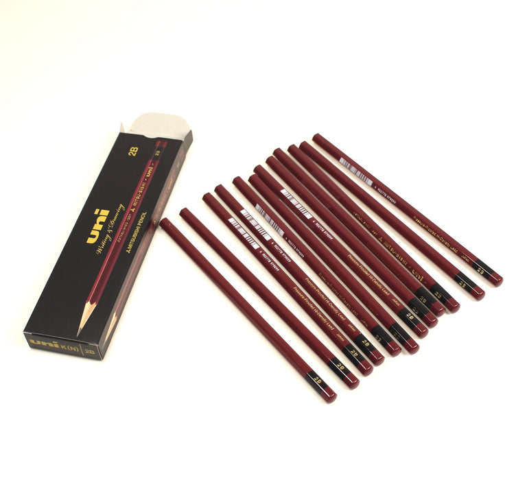 Mitsubishi Pencil Uni-K 2B Pack High-Quality Writing Box of 12 Pencils