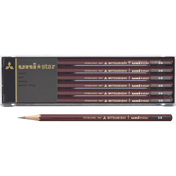 Mitsubishi Pencil Unistar 3B - Pack of 12 Superior Quality Pencils