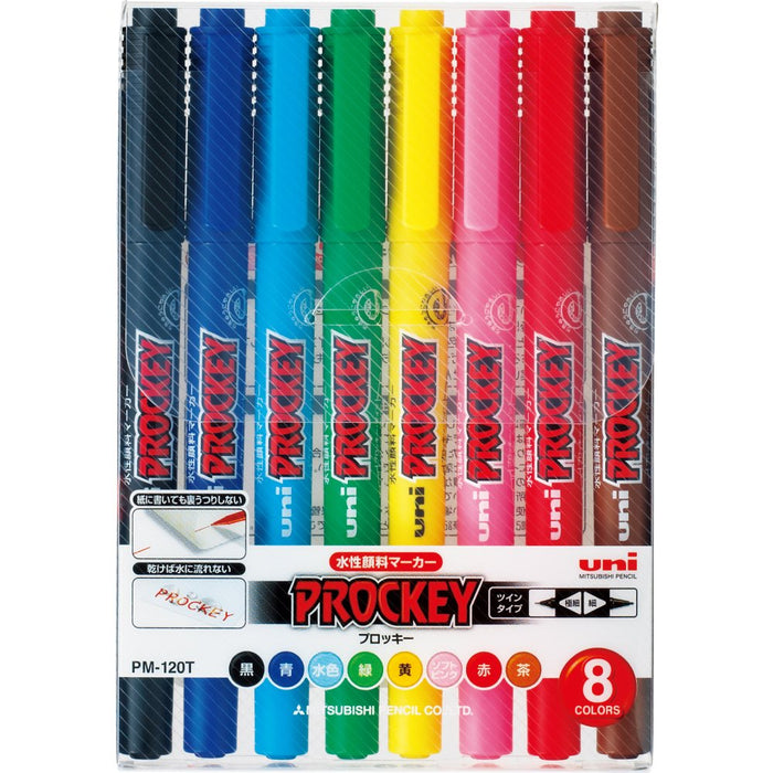 Mitsubishi Pencil Plocky Twin Extra Fine Water-Based Multicolor Pen Set 8 Colors